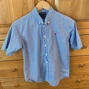 Boys short sleeve, gingham shirt